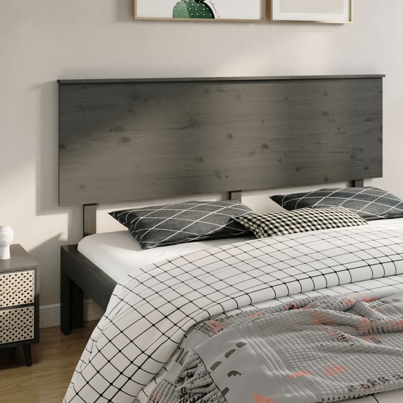 Berkfield Bed Headboard Grey 184x6x82.5 cm Solid Wood Pine
