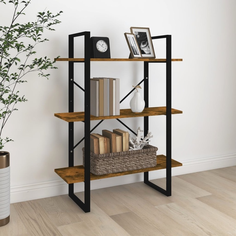 Berkfield Book Cabinet Smoked Oak 80x30x105 cm Engineered Wood