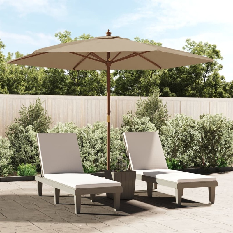 Berkfield Garden Parasol with Wooden Pole Taupe 299×240 cm