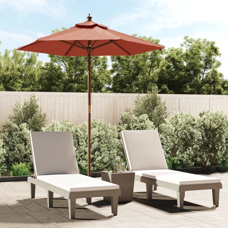 Berkfield Garden Parasol with Wooden Pole Terracotta 196×231 cm