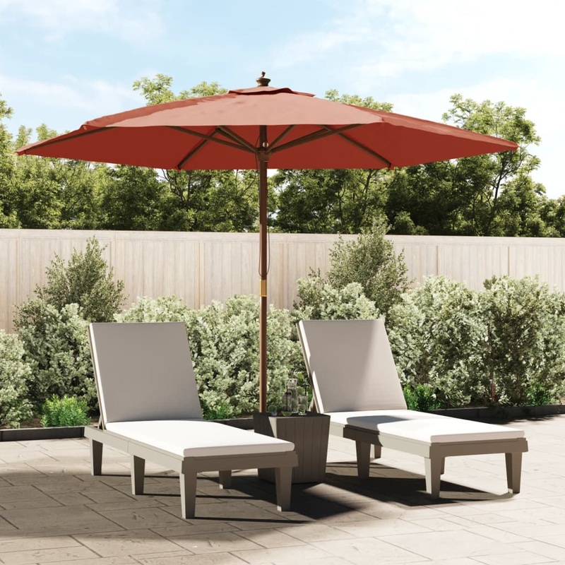Berkfield Garden Parasol with Wooden Pole Terracotta 299×240 cm