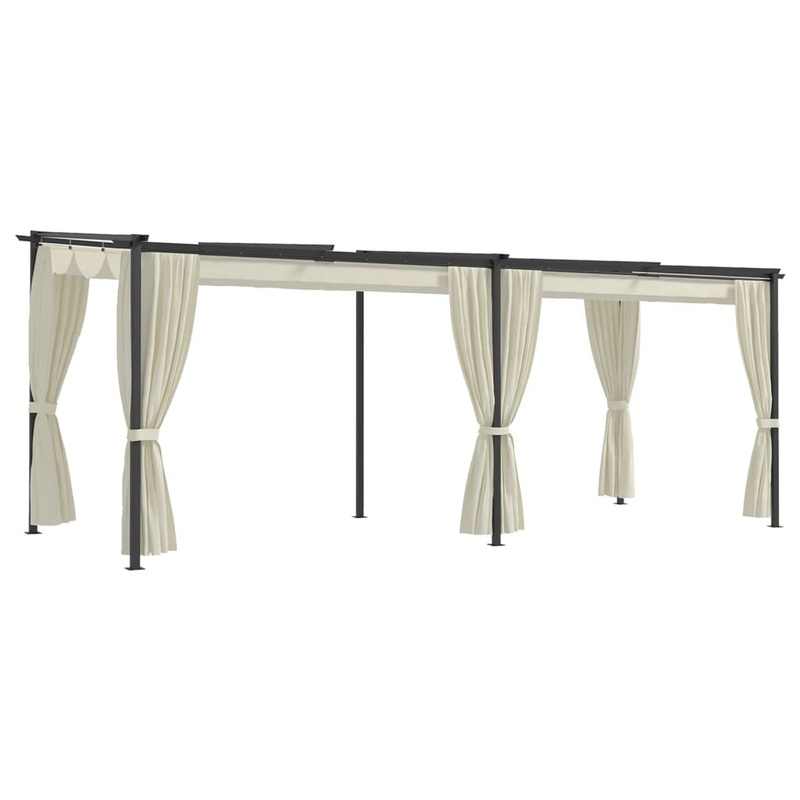 Berkfield Gazebo with Curtains 3×6 m Cream Steel
