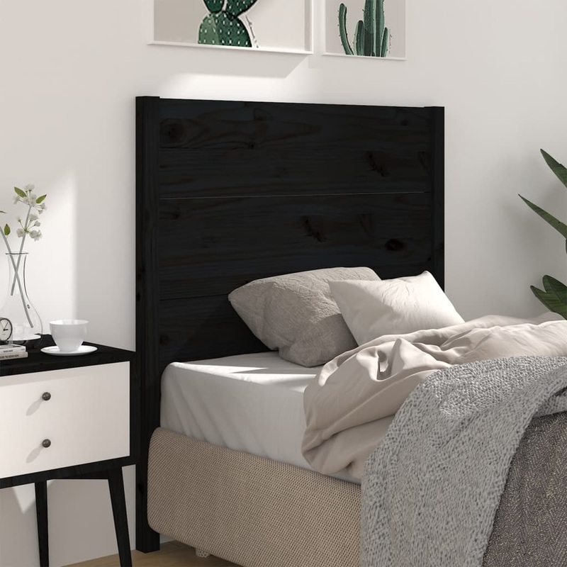 Berkfield Headboard Black 106x4x100 cm Solid Wood Pine