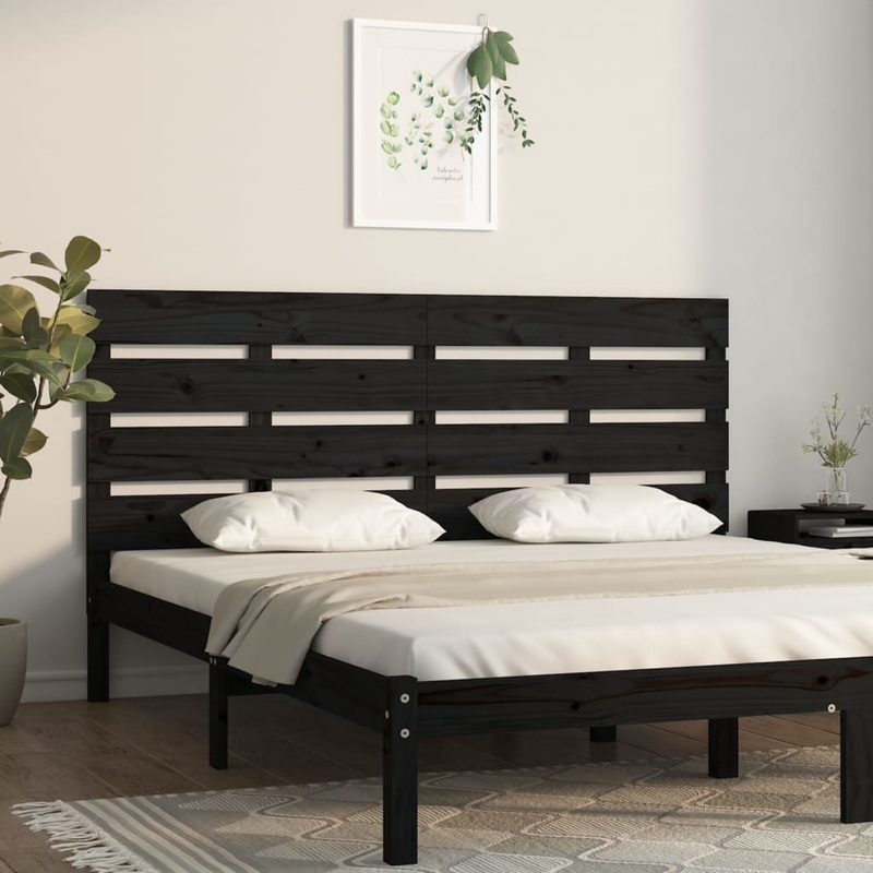 Berkfield Headboard Black 120x3x80 cm Solid Wood Pine