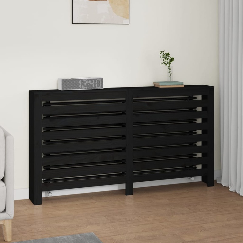 Berkfield Radiator Cover Black 153x19x84 cm Solid Wood Pine