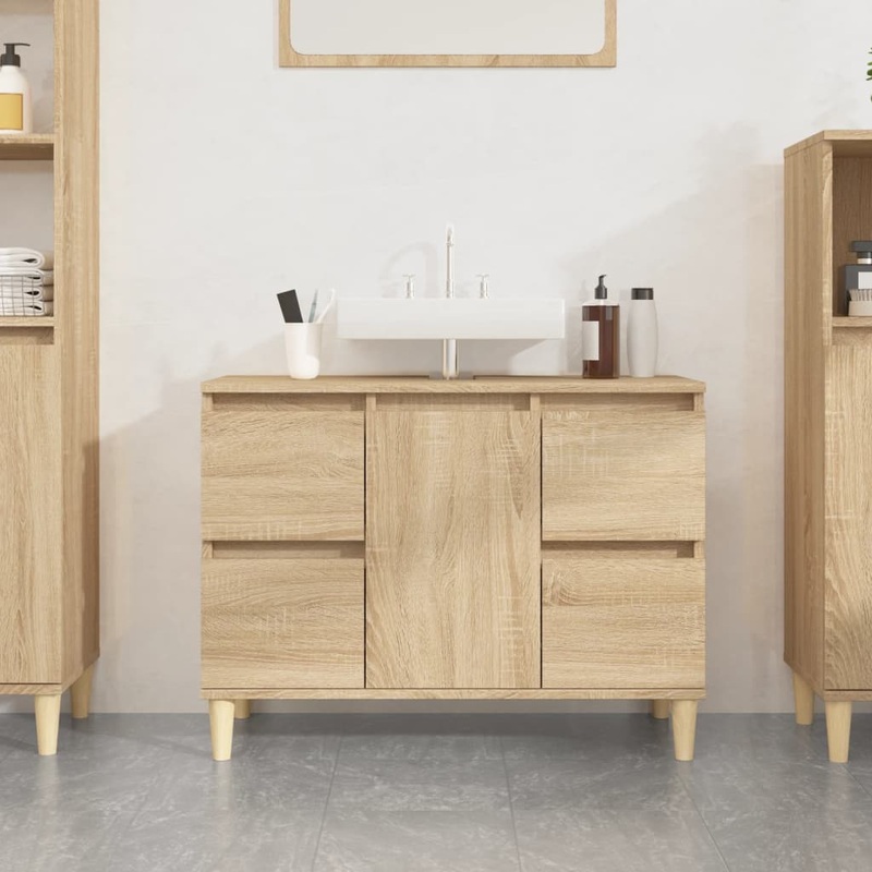 Berkfield Sink Cabinet Sonoma Oak 80x33x60 cm Engineered Wood