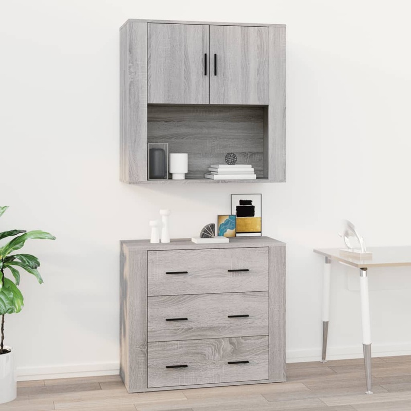Berkfield Wall Cabinet Grey Sonoma 80x33x80 cm Engineered Wood
