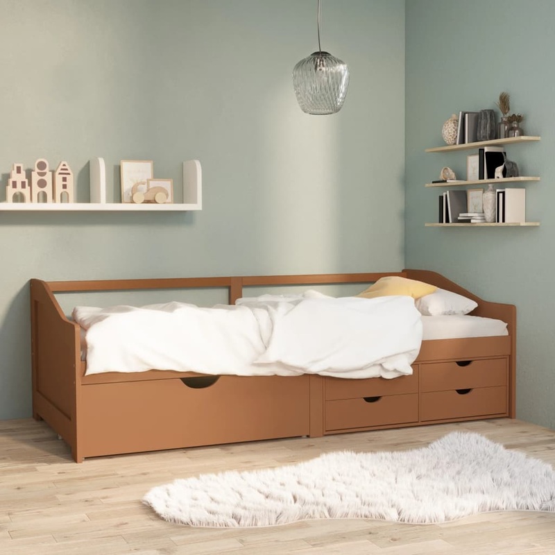 Berkfield 3-Seater Day Bed with Drawers Honey Brown Solid Pinewood 90×200 cm