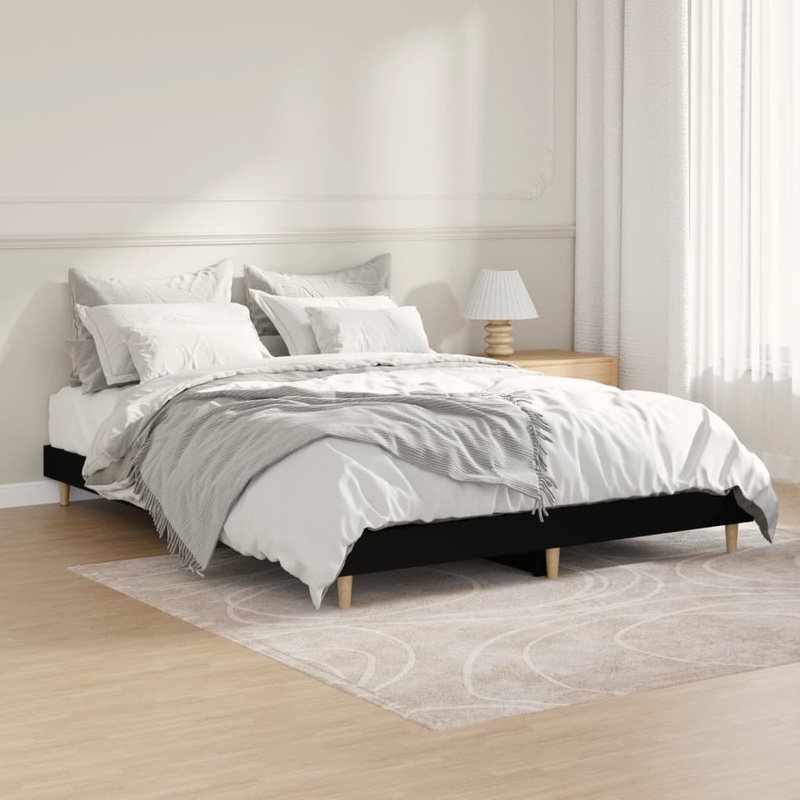 Berkfield Bed Frame Black 135×190 cm Engineered Wood