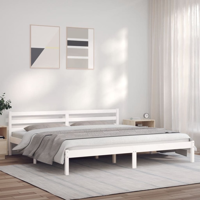 Berkfield Bed Frame White 180×200 cm Solid Wood Pine 6FT Super King