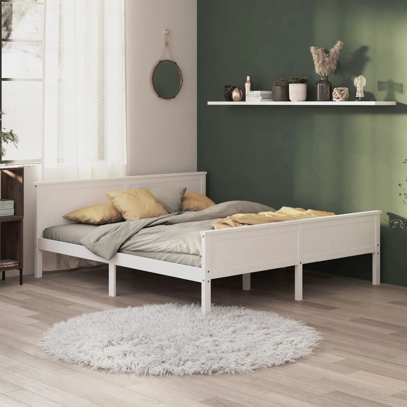 Berkfield Bed Frame White Solid Wood Pine 180×200 cm