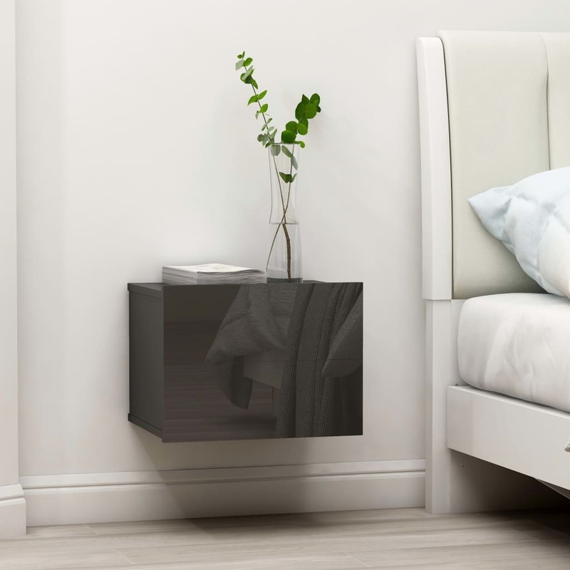 Berkfield Bedside Cabinets 2 pcs High Gloss Grey 40x30x30 cm Engineered Wood