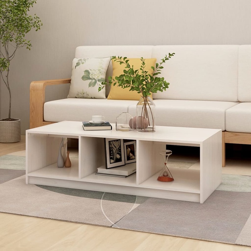 Berkfield Coffee Table White 110x50x34 cm Solid Pinewood