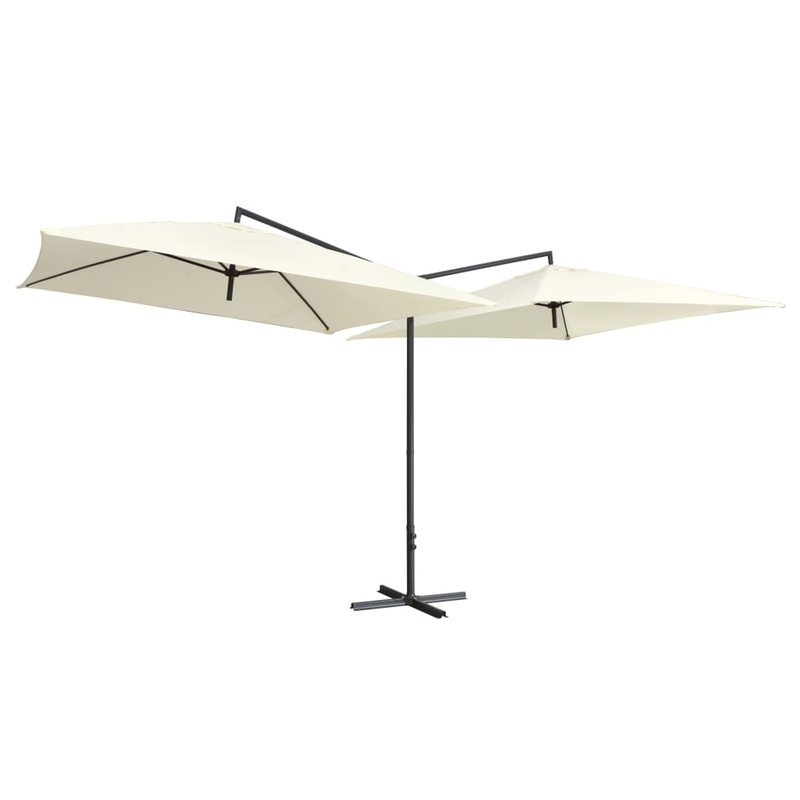 Berkfield Double Parasol with Steel Pole 250×250 cm Sand White