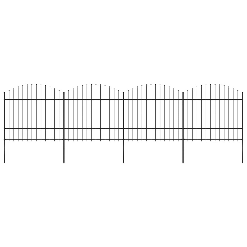 Berkfield Garden Fence with Spear Top Steel (1.5-1.75)x6.8 m Black