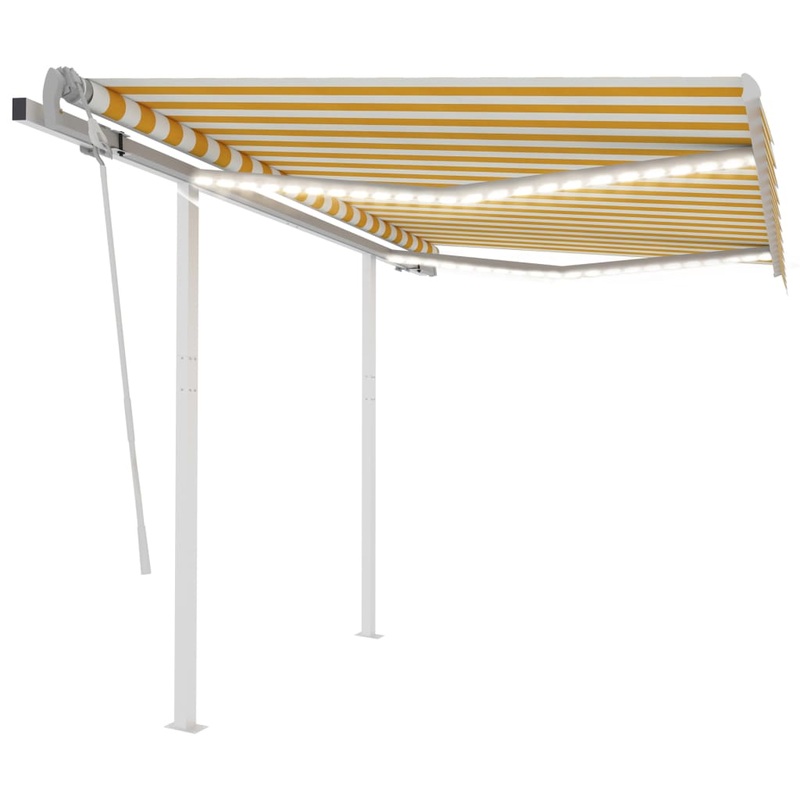 Berkfield Manual Retractable Awning with LED 3.5×2.5 m Yellow and White