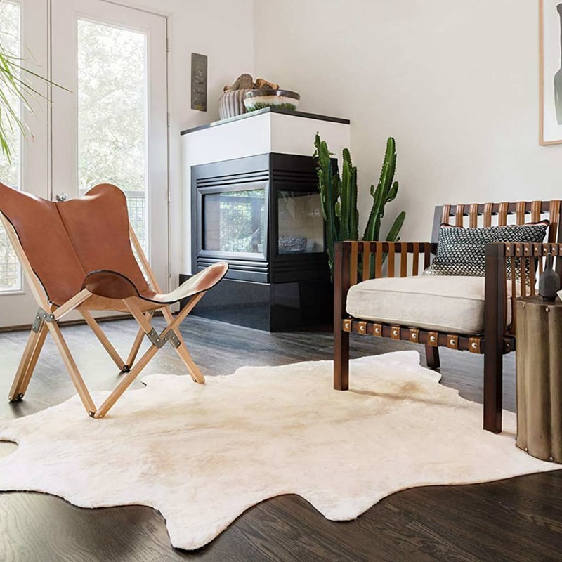 Berkfield Real Cow Hide Rug 150×170 cm Beige