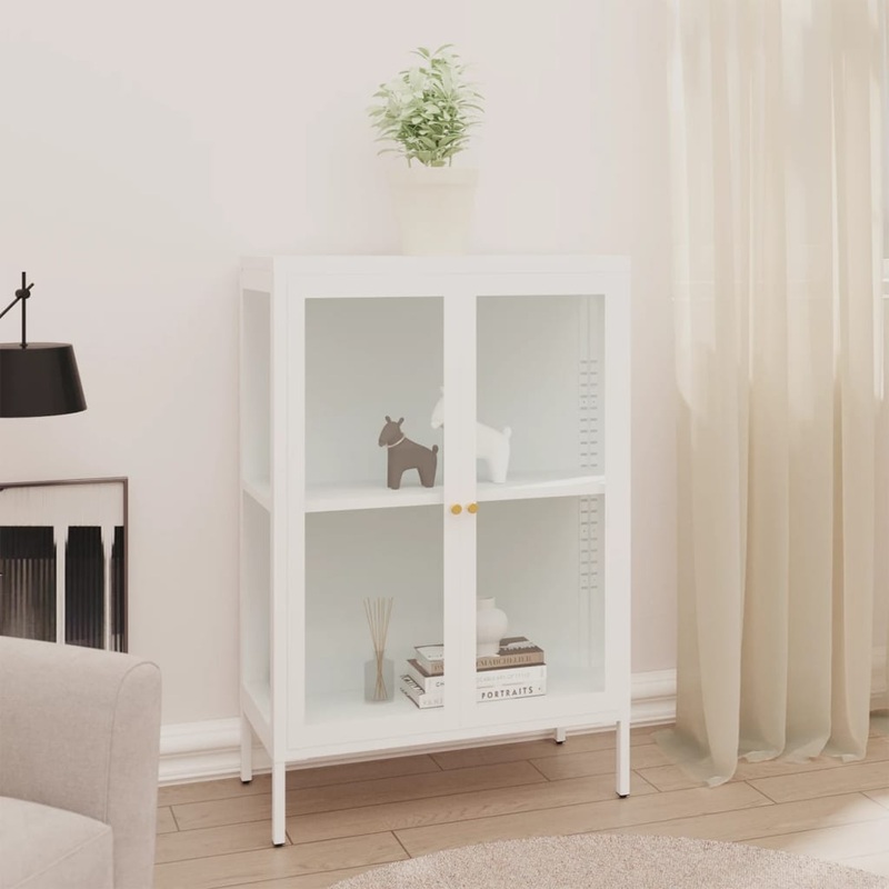 Berkfield Sideboard White 75x35x105 cm Steel and Glass